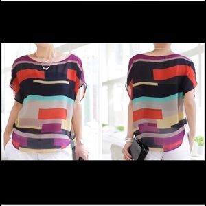 Stripped multi color chiffon top