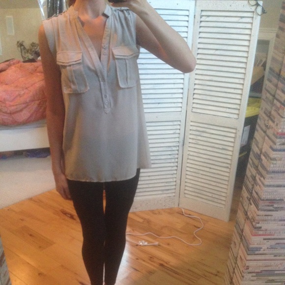 Tan semi- sheer blouse