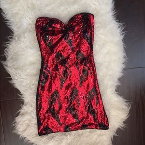 Flame Red Sequin Club Dress