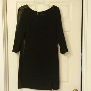 Black Dress with Leather Trim