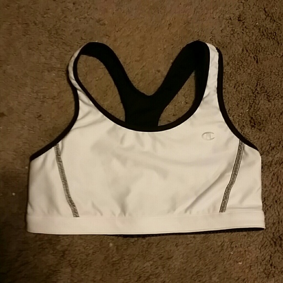 NWOT Champion White with Black Mesh S Sports Bra