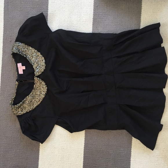 Tops - Black and gold sequin peplum top