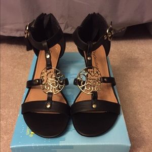 Black wedge gladiator sandal