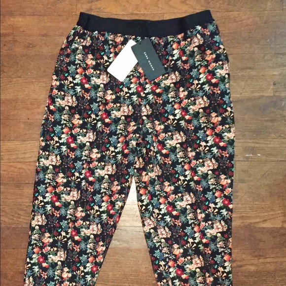 Zara Women floral trouser pant NWT sizeL