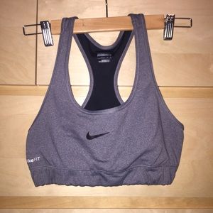 Gray Nike sports bra