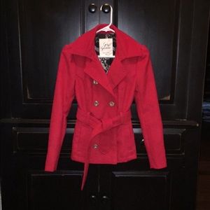 Red pea coat