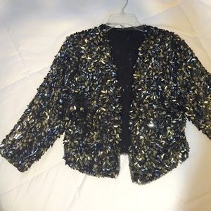 Zara sequin crop tuxedo jacket size M