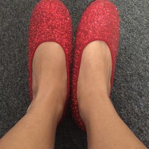 Red glitter shoes