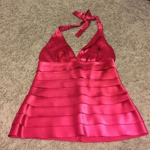 Hot pink satin halter