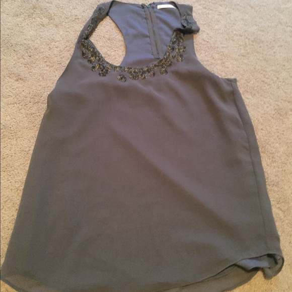 Tank with sequin neckline