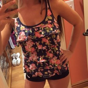 Abercrombie cute floral ruffle tank top