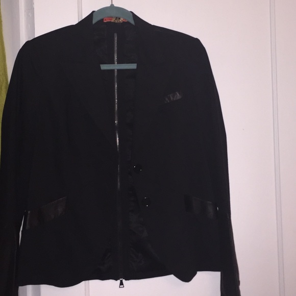 Alice + Olivia Black/Leather Blazer