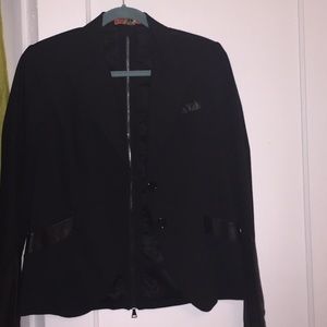 Alice + Olivia Black/Leather Blazer