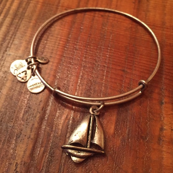 Silver Alex and Ani sailboat bracelet