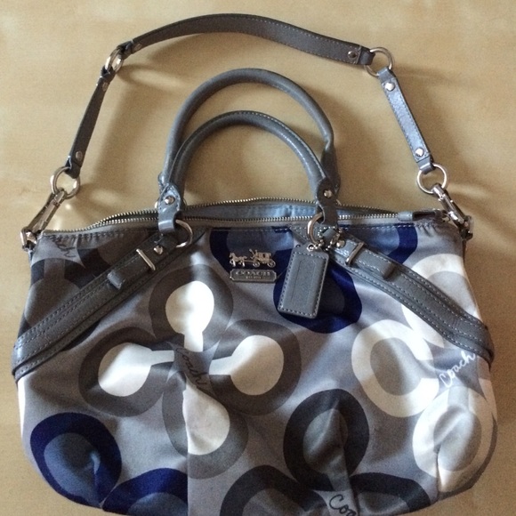 Blue/Grey Coach Shoulder Purse.