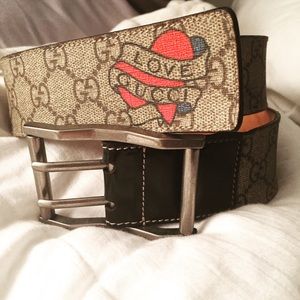 Gucci Belt Unisex Size 36 Heart Tattoo monogram