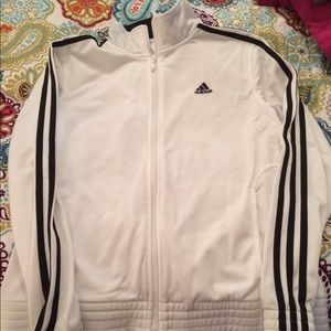 Adidas zip up jacket. White with black detail.