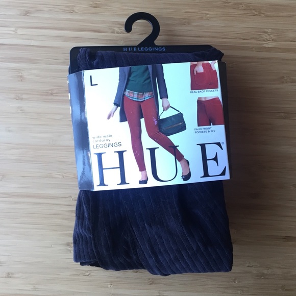Hue corduroy leggings in charcoal. NWT
