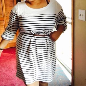 Striped 3/4 sleeve t-shirt dress