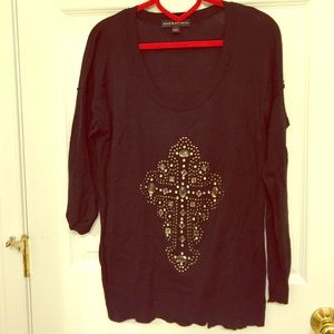 Rock & Republic embellished cross sweater black S