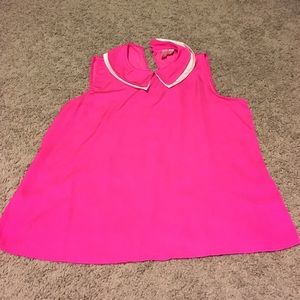 Hot pink silk Peter Pan collar top