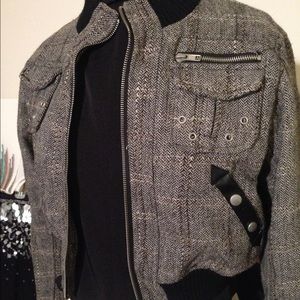 Paris Blues Black tweed Bomber Jacket