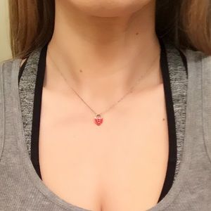 Tiffany and co red enamel heart necklace