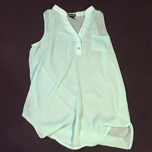 Mint green chiffon top