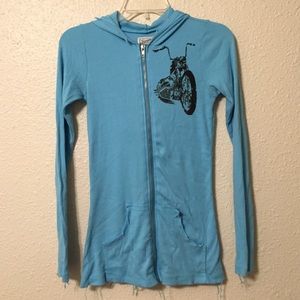lauren moshi aqua blue motorcycle hoodie