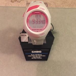 CASIO White & Pink Sports Watch