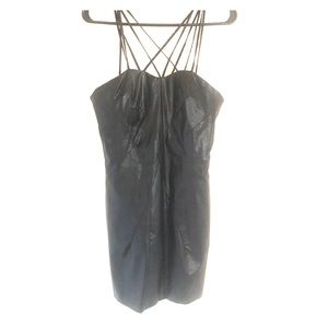 strappy pleather skin tight mini dress