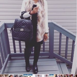 Quilted leather back pack