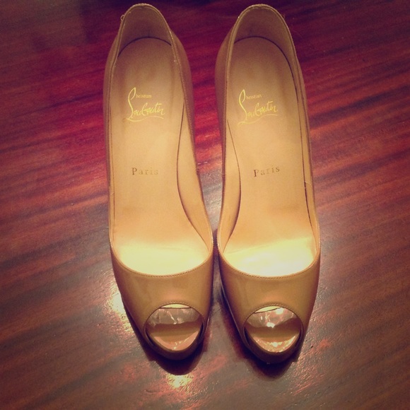 Christian Louboutin nude 8 1/2 open toe.