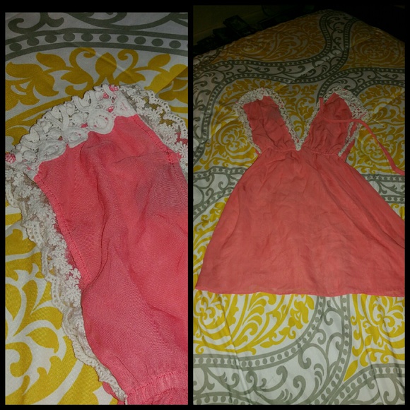Sheer coral blouse