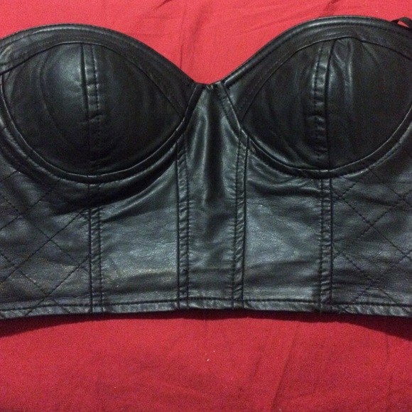Faux leather crop top