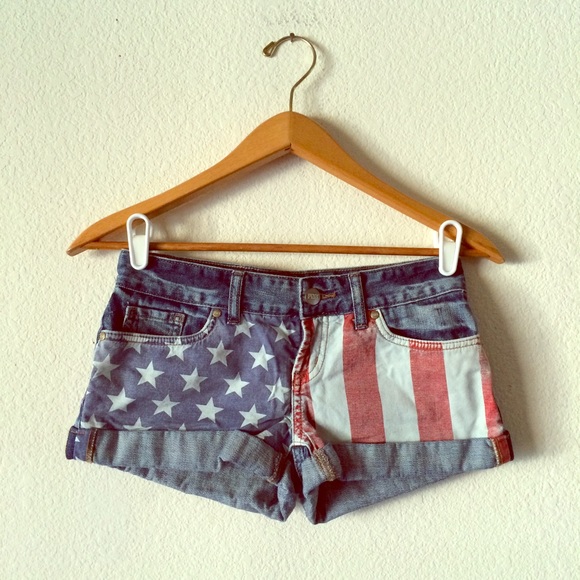 PINK Victoria's Secret Pants - PINK USA 4th July American Flag Denim Patch Shorts