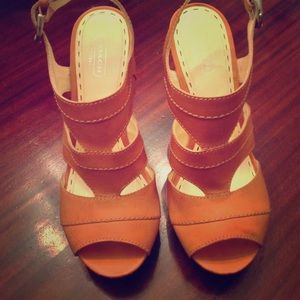Coach nude platform wedge