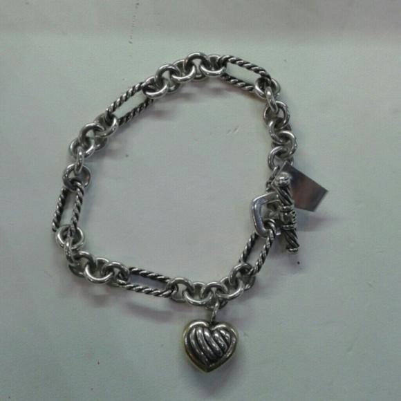 David yurman Sterling silver 18k Heart Toggle brac