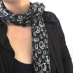 Black shiny peace sign scarf