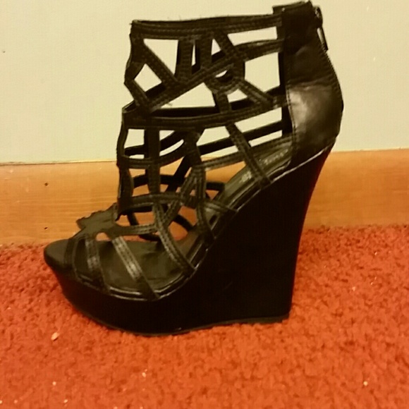Charlotte Russe Strapped Black Wedges 7