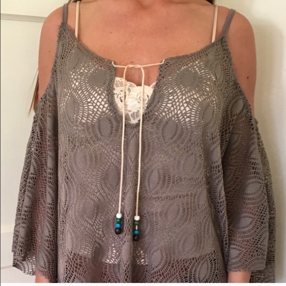 Beach cover up. Brown lace.