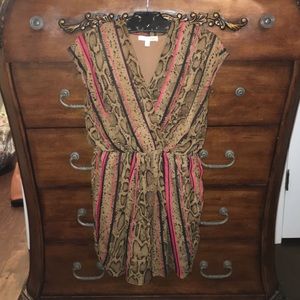 V-neck, snake print dress