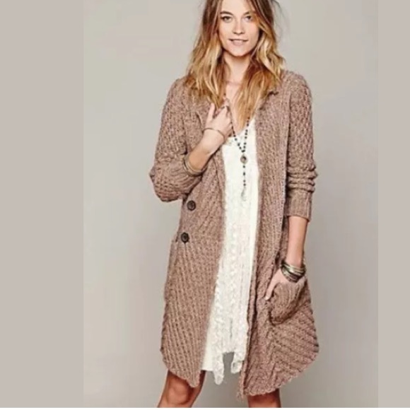 Free People Buttermilk Biscuit Chunky Cardigan