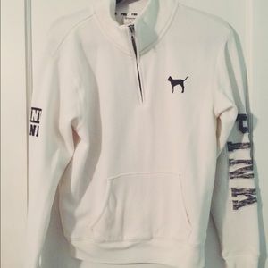 white half zip sweatshirt victoria's secret