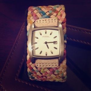Distressed, Woven Fossil watch