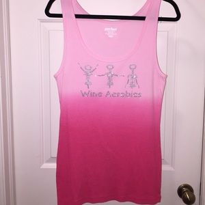 NWT! Custom made wine aerobics bling tank top XL