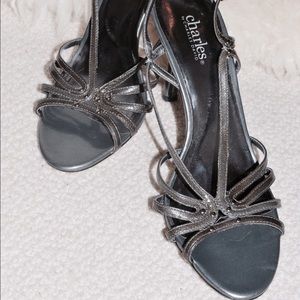 Charles David Silver/Grey Strappy Heels