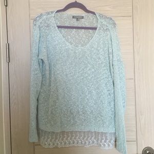 Blue lace trimmed sweater