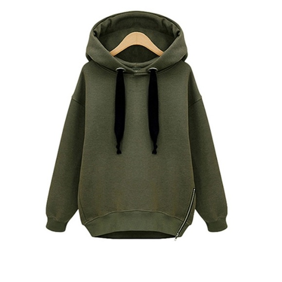 Olive green soft hoodie - Picture 2 of 2