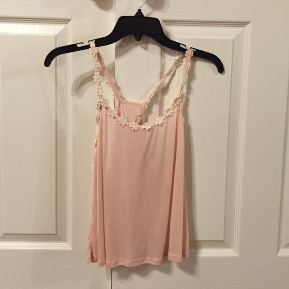 Tank top with flower straps and border